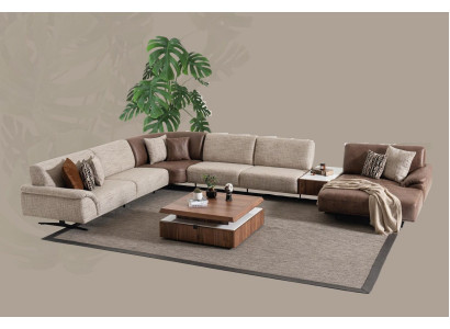 Living landscape Corner sofa Suite Design Modern Coffee table Brown 2-piece